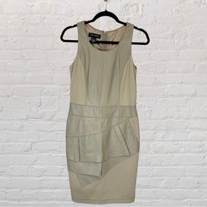 Pink Tartan Beige/Tan Leather Panel Pencil Dress Size 4